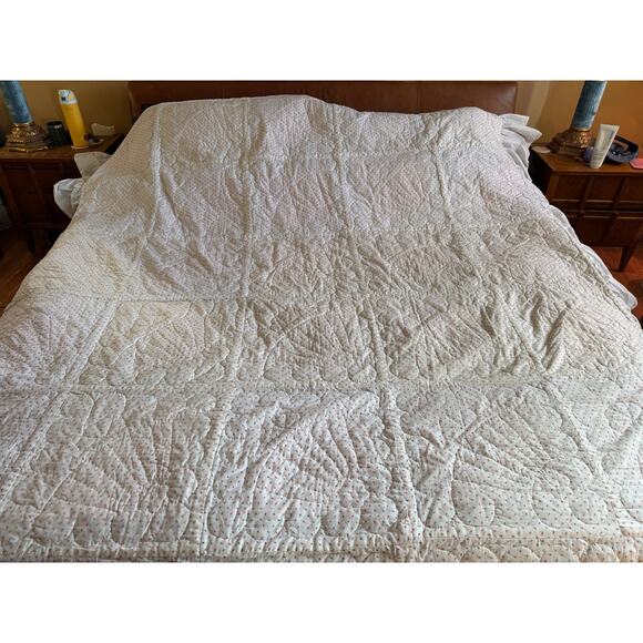 Vintage Grandmother's Fan Quilt Handmade Handstitched Beautiful Pastel Cottage - Picture 11 of 16